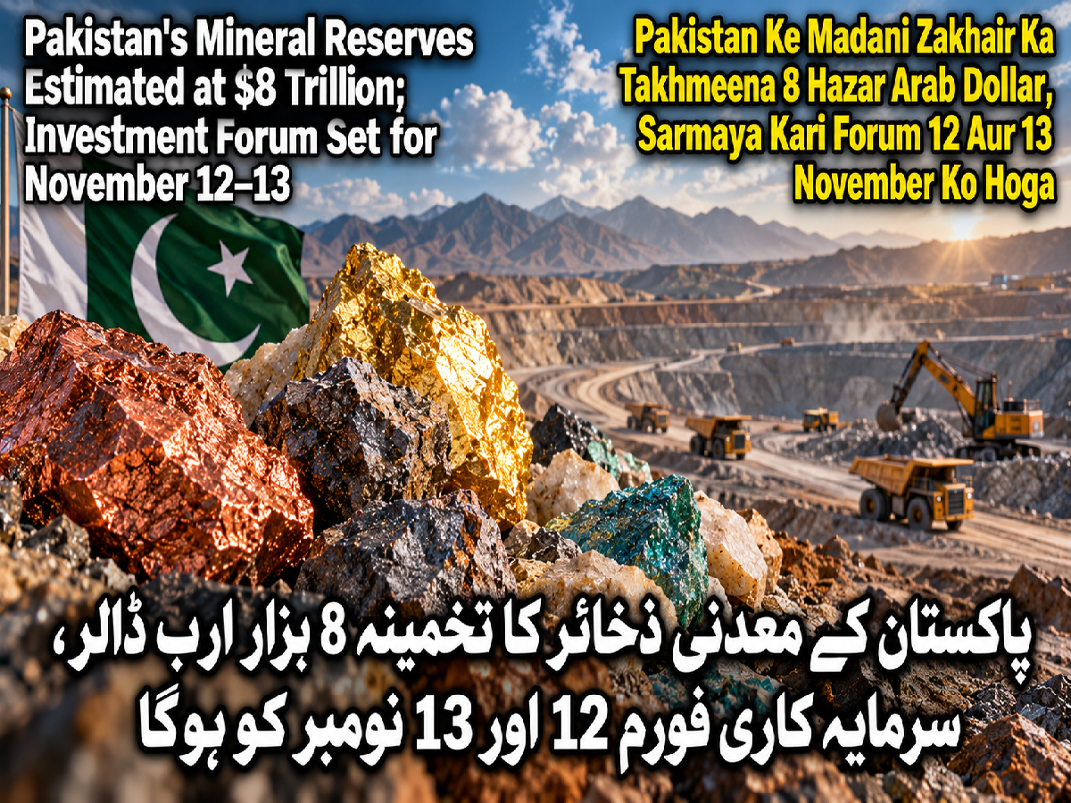 پاکستان کے معدنی ذخائر کا تخمینہ 8 ہزار ارب ڈالر، سرمایہ کاری فورم 12 اور 13 نومبر کو ہوگا