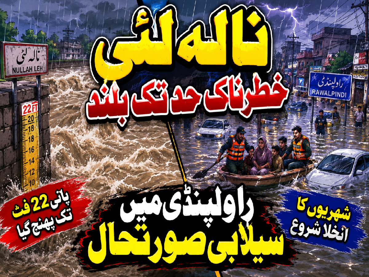 راولپنڈی، اسلام آباد سمیت مختلف شہروں میں موسلادھار بارش، نشیبی علاقے زیر آب، نالہ لئی میں پانی کی سطح خطرناک حد تک بلند