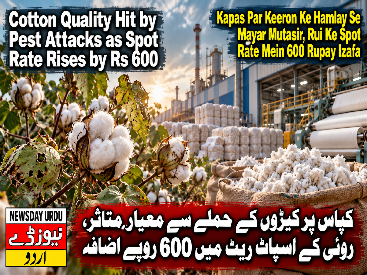 کپاس پر کیڑوں کے حملے سے معیار متاثر، روئی کے اسپاٹ ریٹ میں 600 روپے اضافہ